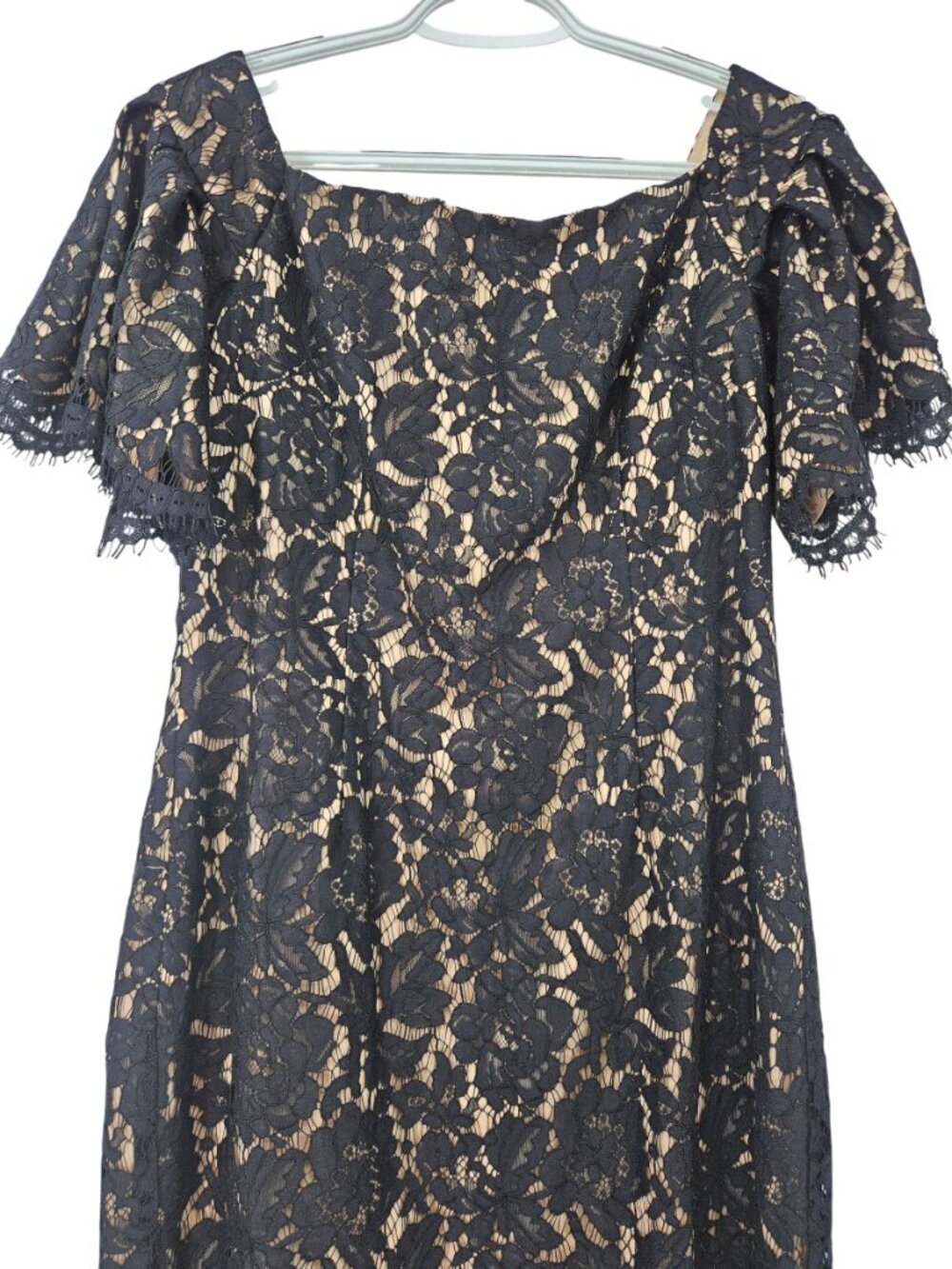 Eliza J Off The Shoulder Floral Lace Sheath Dress Black Women's 10 Formal Event - Picture 4 of 11